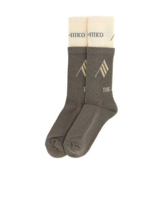 The Attico Gray The Double Layer Logo Socks