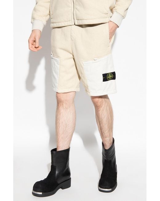 Stone Island Natural Compass-Badge Terry-Fleece Bermuda Shorts for men