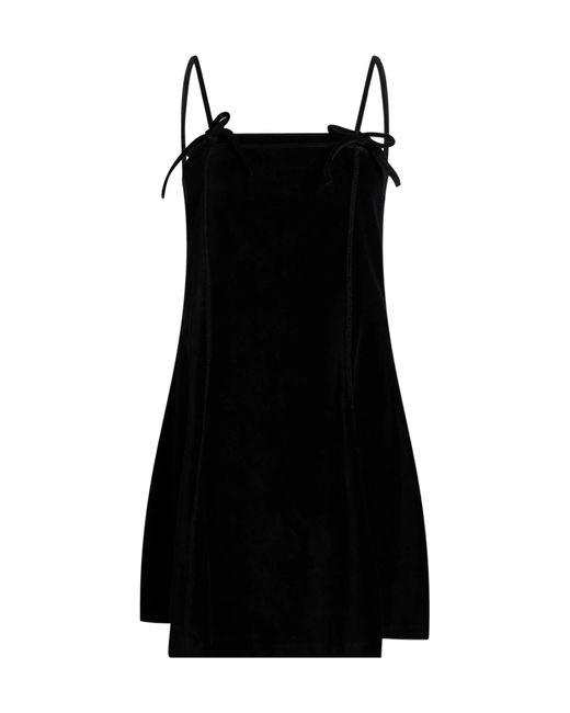 Ganni Black Mini Dress Cotton, Polyester