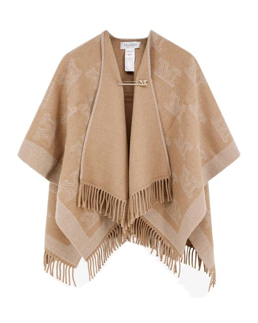 MAX MARA 25S FRINGED KNIT CAPE 166