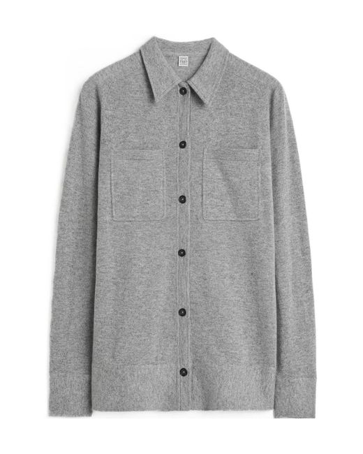 Totême Gray Patch-Pocket Knitted Shirt