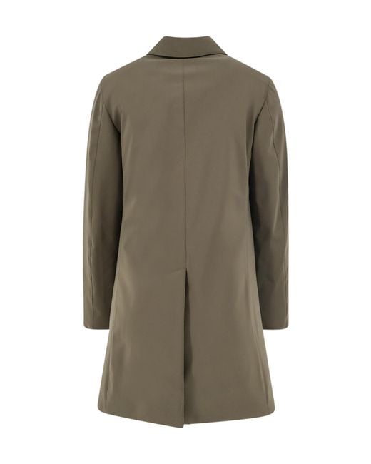 Aspesi Green Single-Breasted Long-Sleeved Coat for men