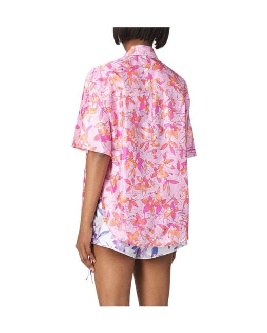 Isabel Marant Pink Floral-Print Short-Sleeve Shirt
