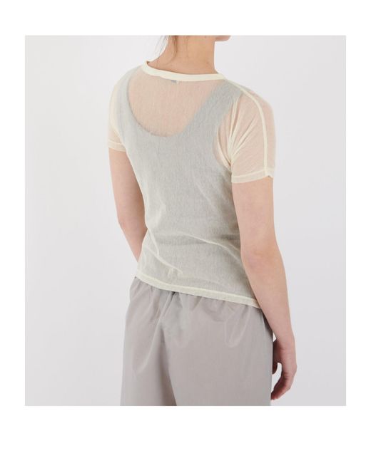 Paloma Wool White See-Through Mesh T-Shirt