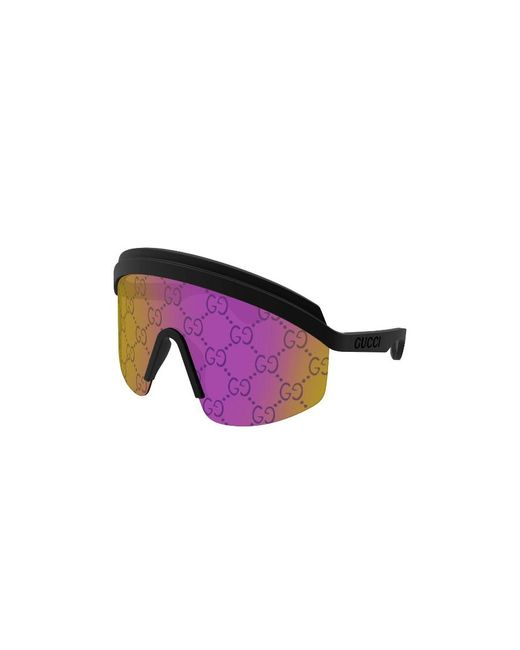 Gucci Purple Eyewear Shield Frame Sunglasses