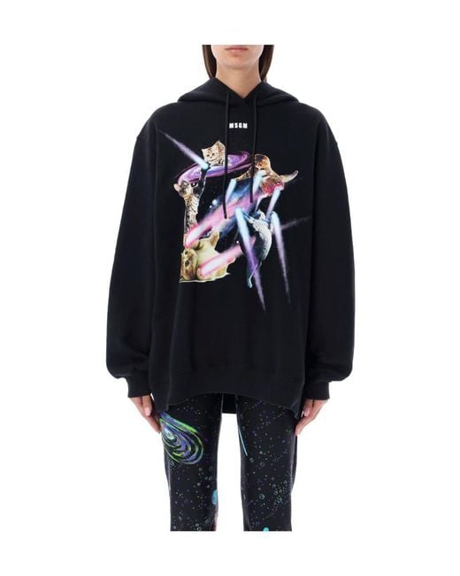 MSGM Blue Graphic-Print Drawstring Hoodie