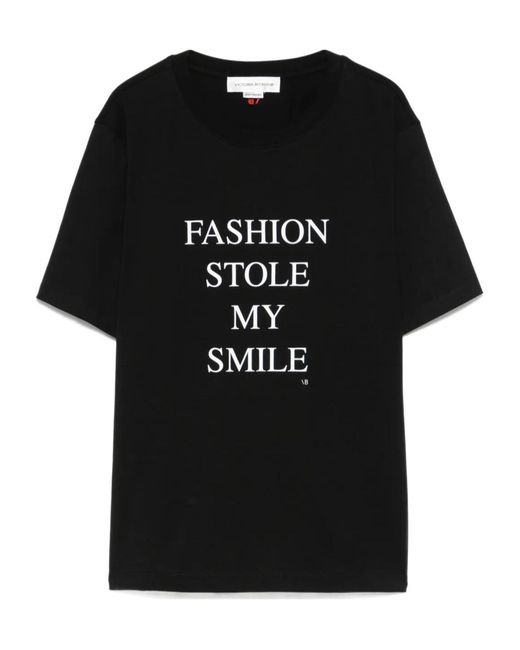 Victoria Beckham Black Slogan-Print T-Shirt