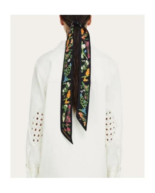 Ferragamo White Eden Shoes Print Bandeau Scarf