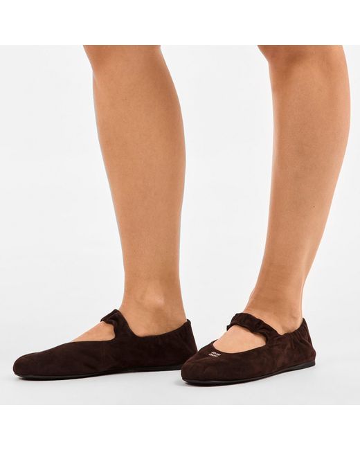 Miu Miu Brown Ruches Ballerina Pumps