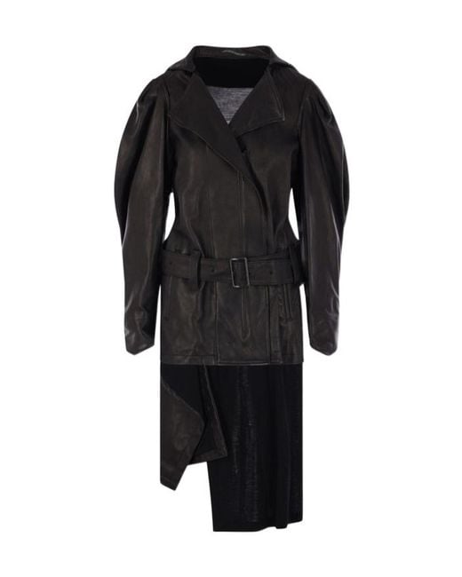 Yohji Yamamoto Black Asymmetric Belted Coat