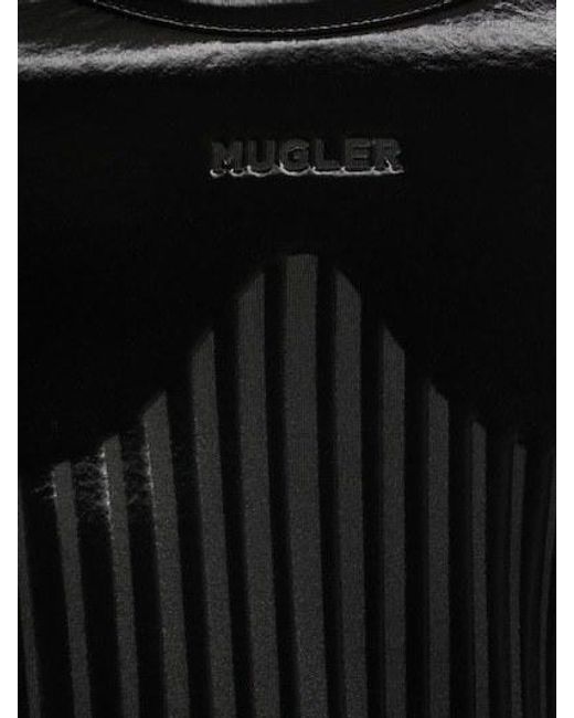 Mugler Black Shining Stretch Bodysuit