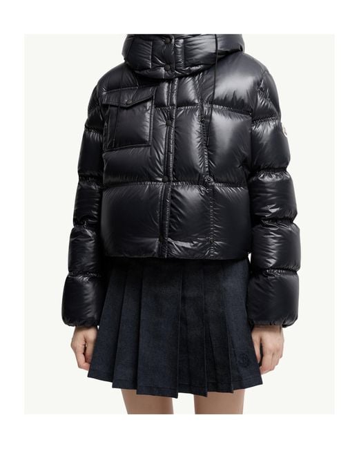 Moncler Black Erea Square-Quilted Hooded Short Down Jacket