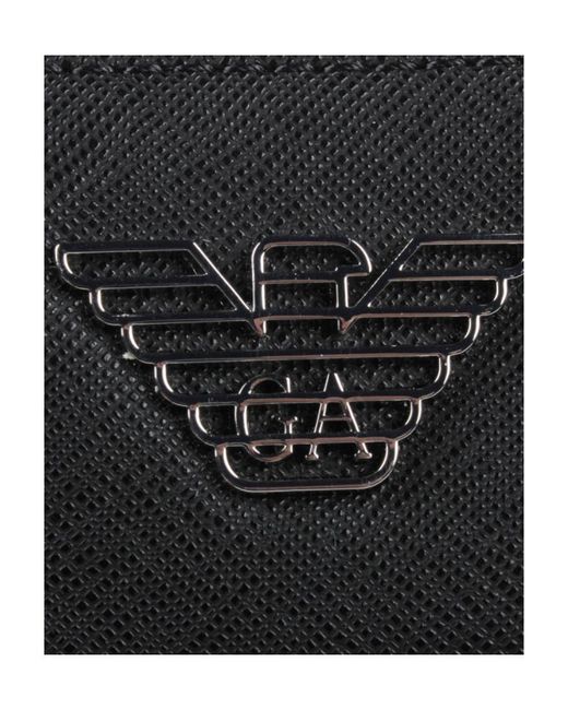 Emporio Armani Black Logo Plaque Small Messenger Bag for men