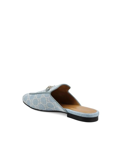 Gucci White Monogrammed Slip-On Loafers