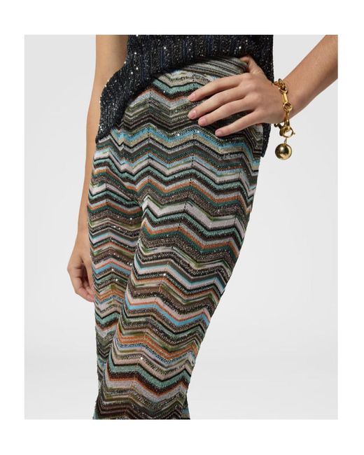 Missoni Gray Zigzag-Knit Sequin-Embellished Trousers