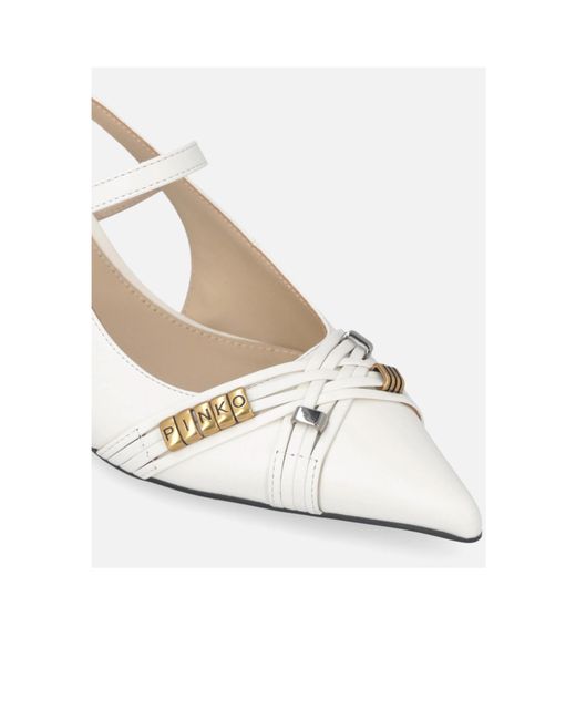Pinko White Pointed Toe Slingback Pumps