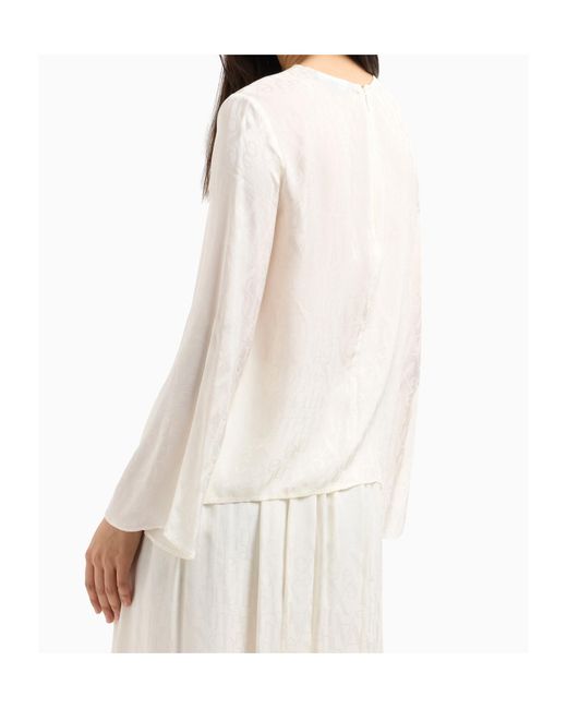 ARMANI EXCHANGE White Semi-Sheer Long-Sleeve Top