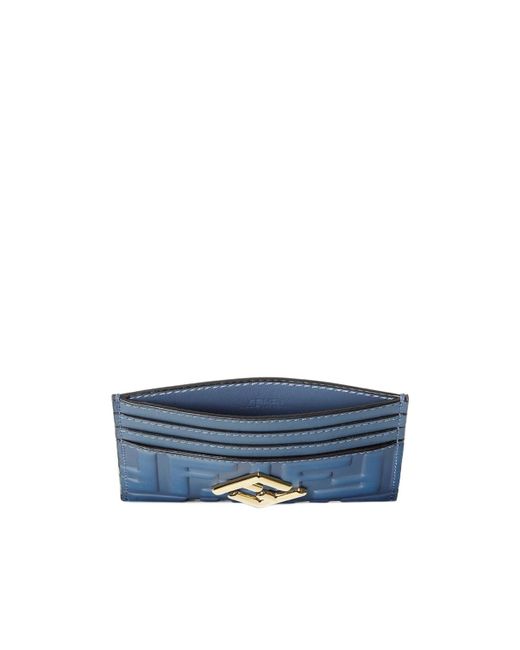 Fendi Blue Ff Diamonds Card Case