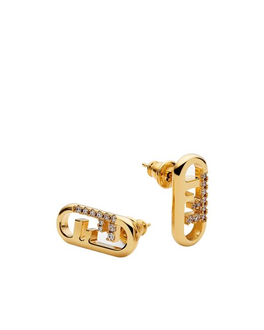 Fendi Metallic O'Lock Embellished Earrings