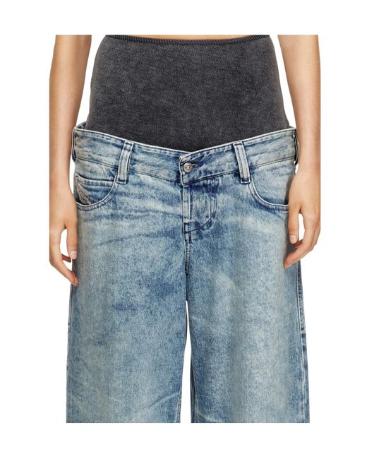 DIESEL Blue D-Eni-F-Fsh1 Relaxed Jeans