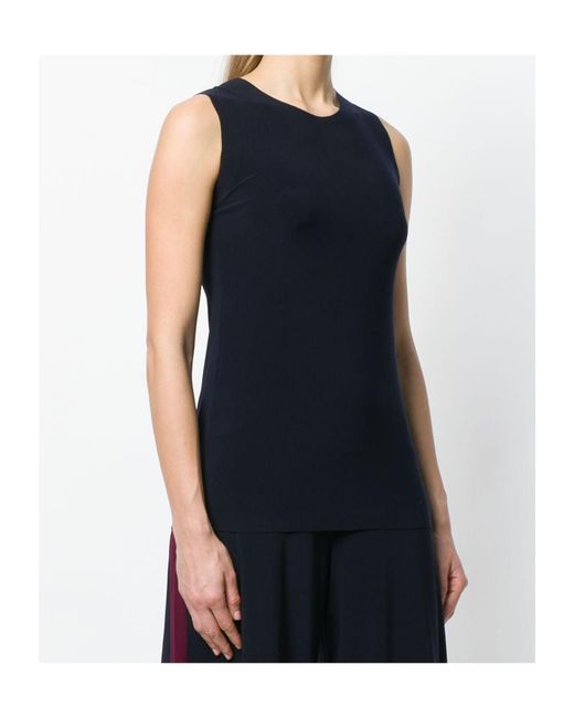 Norma Kamali Blue Sleeveless Round-Neck Top