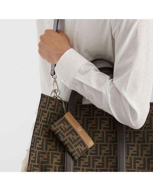 Fendi Gray Fabric Key Case for men