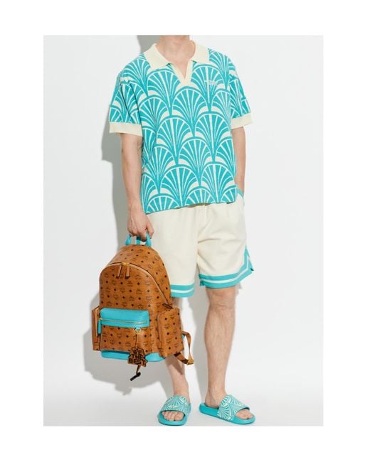 MCM Blue We The Best Patterned Polo Shirt for men