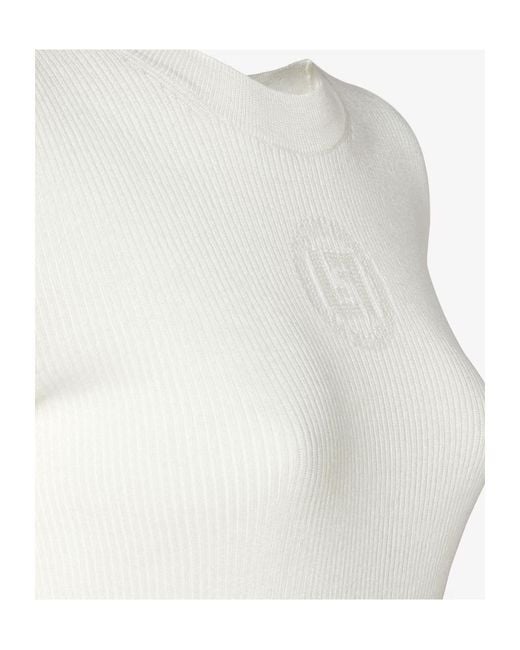 Fendi White Logo Detailed Crewneck Jumper