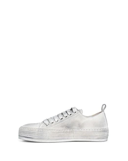 Ann Demeulemeester White Round-Toe Low-Top Sneakers