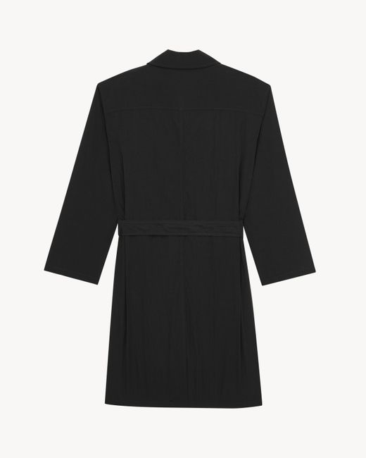 Saint Laurent Black Water-Repellent Trench Coast for men