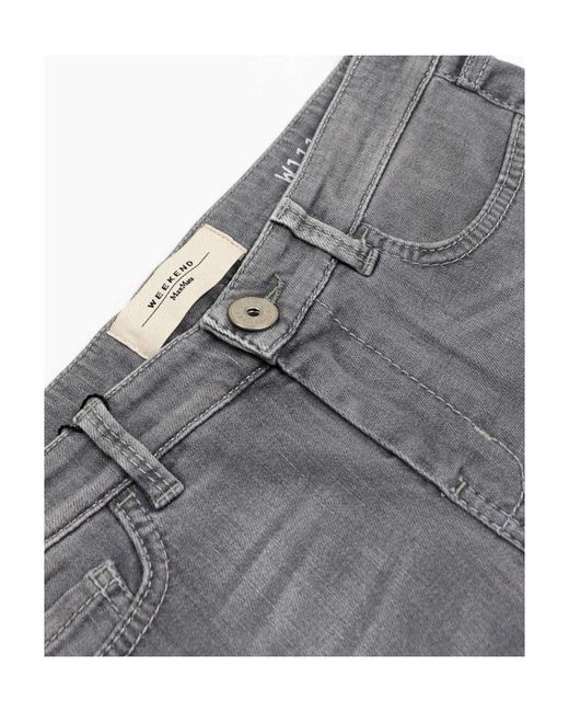 Weekend by Maxmara Gray Logo Details Jeans
