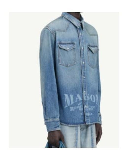 MM6 by Maison Margiela Blue Logo Printed Denim Shirt for men