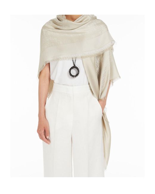 Max Mara White Monogram-Jacquard Scarf