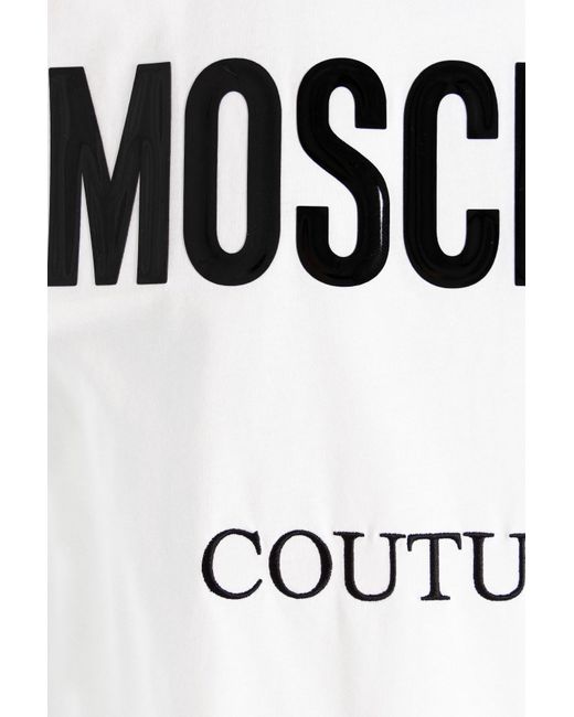 Moschino White Logo-Print Organic Cotton T-Shirt for men