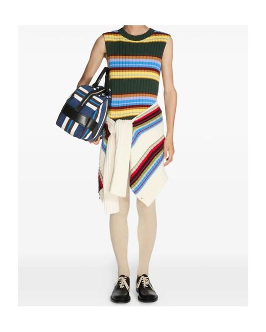 Dries Van Noten Yellow Striped Knitted Vest