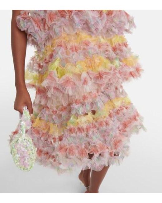 SUSAN FANG Pink Tiered Midi Dress
