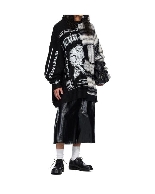 Lu'u Dan Black Patchwork Knit Sweater for men