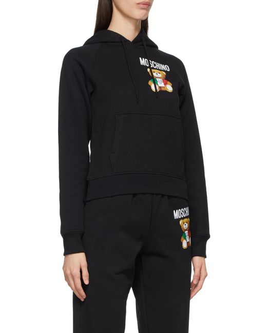 Moschino Black Teddy Bear-Print Hoodie
