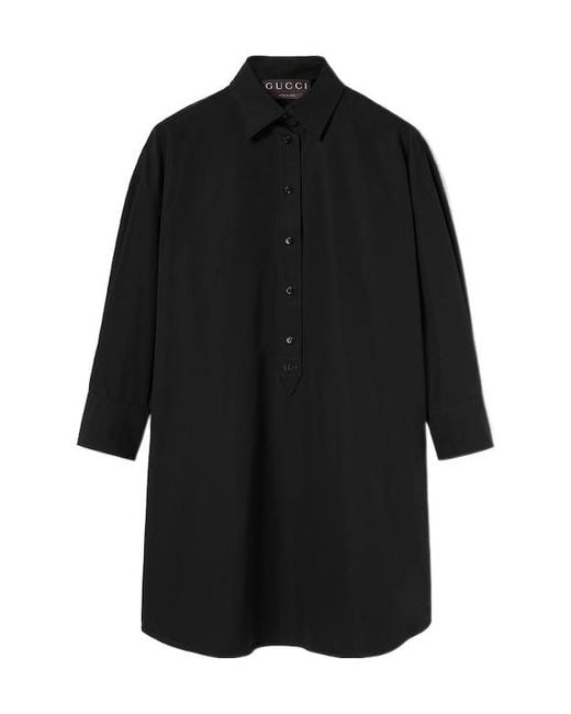 Gucci Black Cotton Poplin Shirt With Embroidery