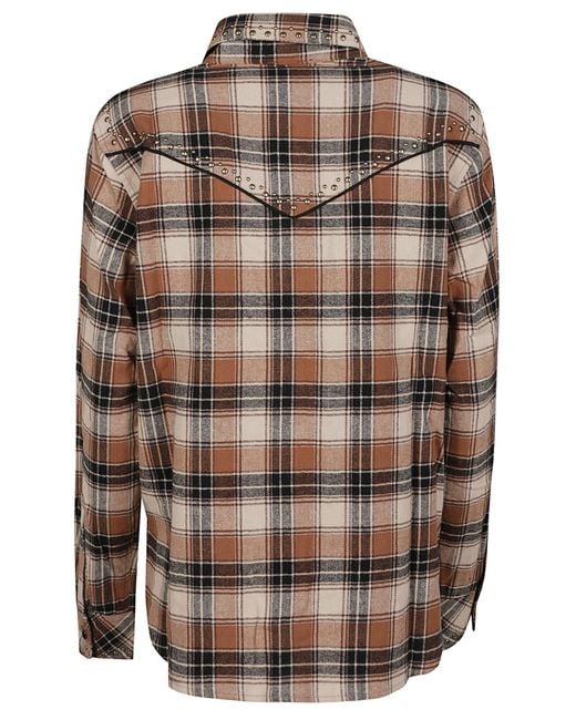 P.A.R.O.S.H. Brown P.A.R.O..H. Checked Cowboy Shirt