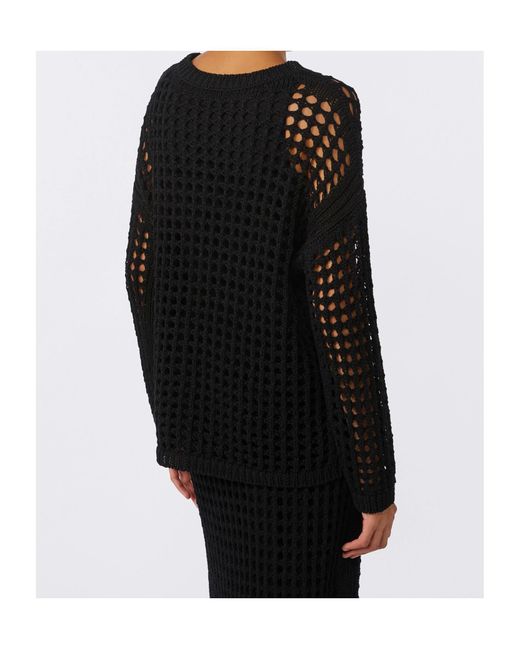 Max Mara Black Febe Open-Knit Sweater