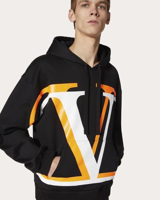 Valentino Black V Logo Hoodie for men