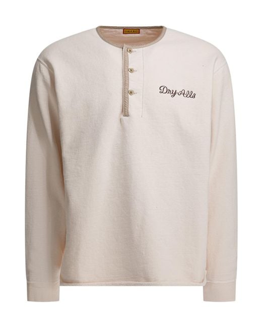 Human Made White Henley Neck Sweatshirt for men