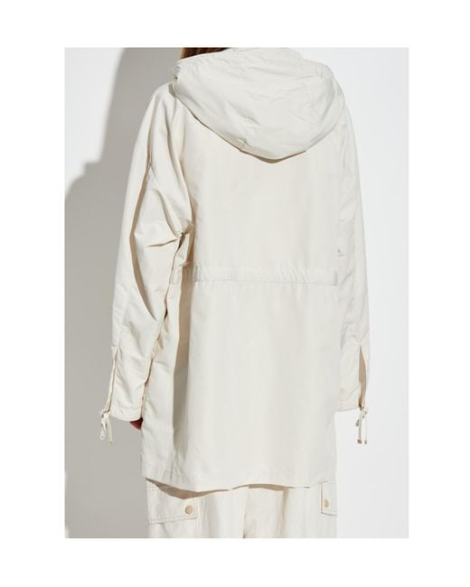 Moncler White Saverne Drawstring Zip-Up Parka