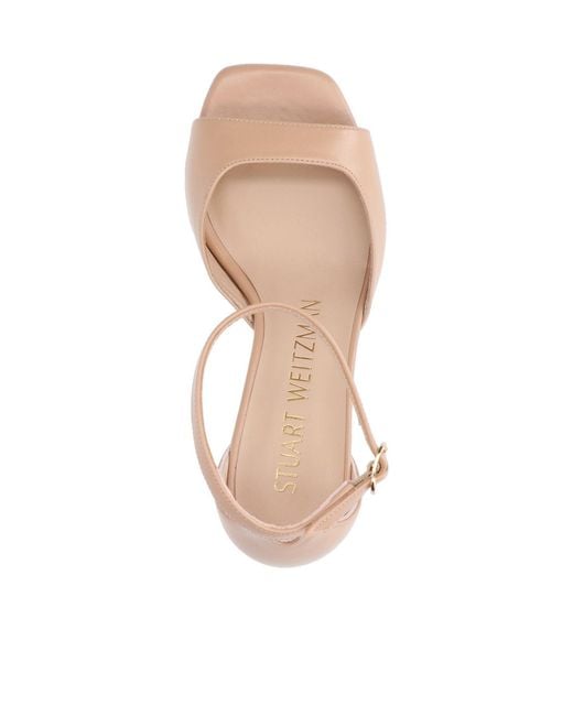 Stuart Weitzman Pink Square-Toe Sandals