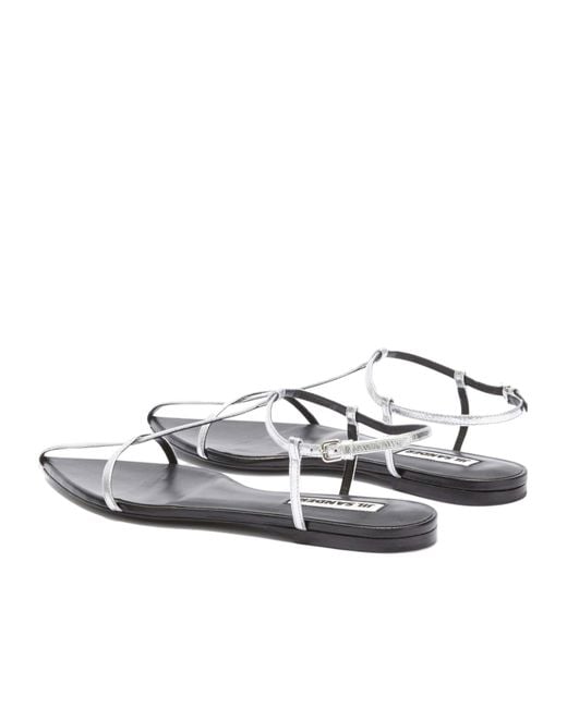 Jil Sander White Pointed-Toe Caged Sandals