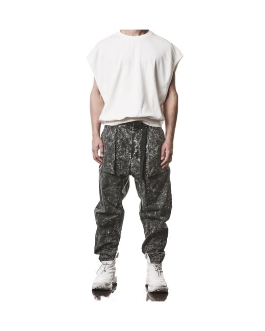 Thom Krom Gray Marble Effect Cargo Pants for men