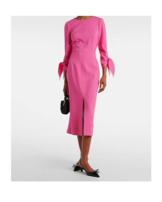 Carolina Herrera Pink Wool-Blend Midi Dress