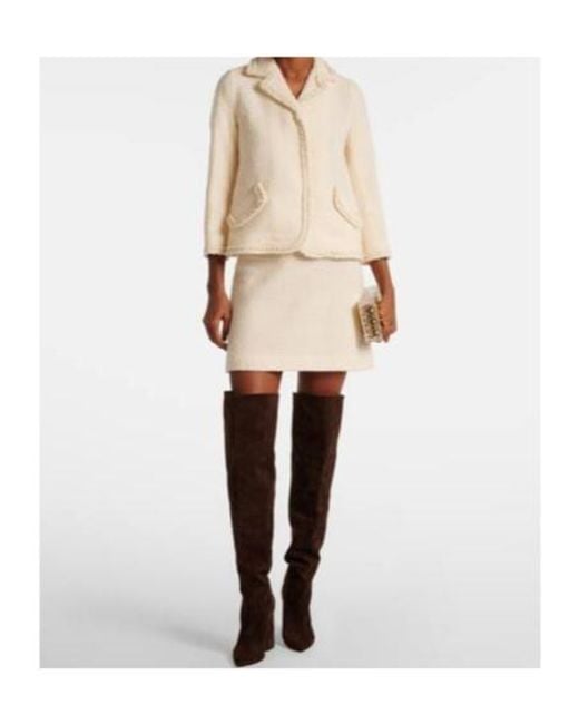 Giambattista Valli Natural High-Rise Wool-Blend Tweed Miniskirt
