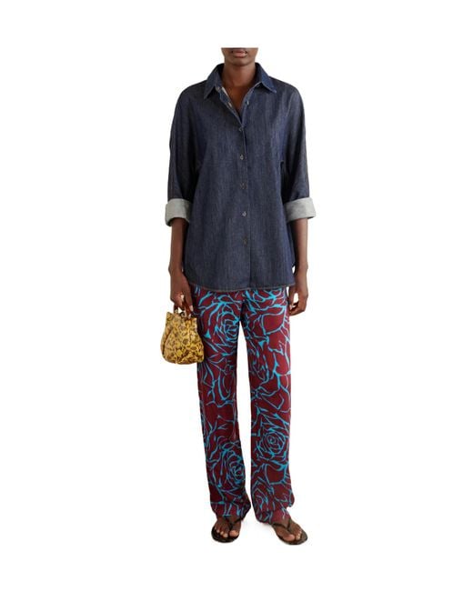 Dries Van Noten Blue Long-Sleeve Denim Shirt
